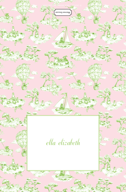 Pink Green Bunny Toile